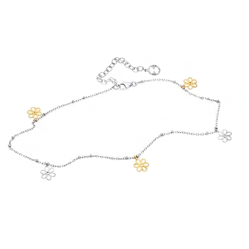 Ασημένιο βραχιόλι ποδιού 925 με λουλουδάκια