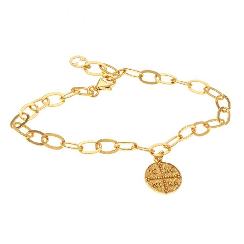 Ασημένιο επιχρυσωμένο βραχιόλι 925 με κωνσταντινάτο