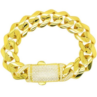 Ασημένιο επιχρυσωμένο γυναικείο βραχιόλι αλυσίδα gourmet 925