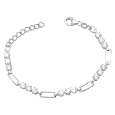 Ασημένιο βραχιόλι αλυσίδα 925 με ζιργκόν