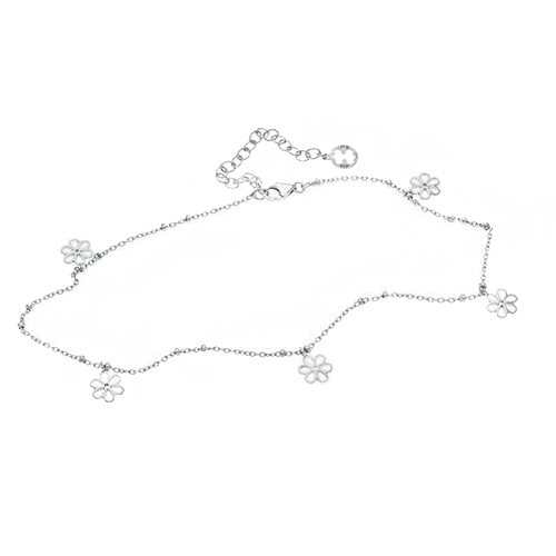 Ασημένιο βραχιόλι ποδιού 925 με λουλουδάκια