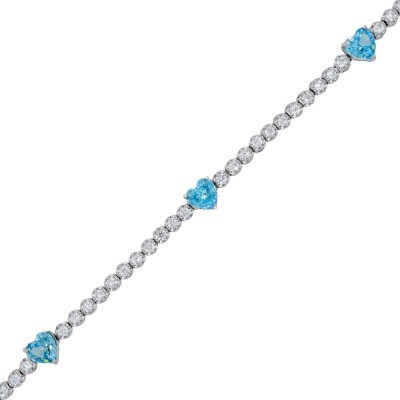 Ασημένιο βραχιόλι ριβιέρα 925 με καρδιές