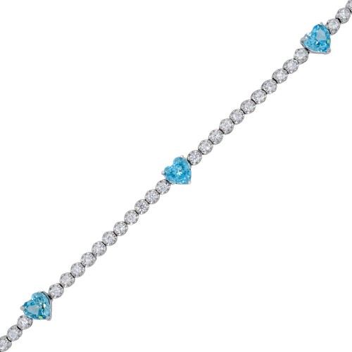 Ασημένιο βραχιόλι ριβιέρα 925 με καρδιές