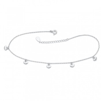 Ασημένιο βραχιόλι ποδιού 925 καρδιές