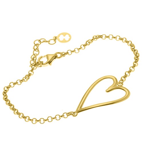 Ασημένιο επιχρυσωμένο βραχιόλι καρδιά 925