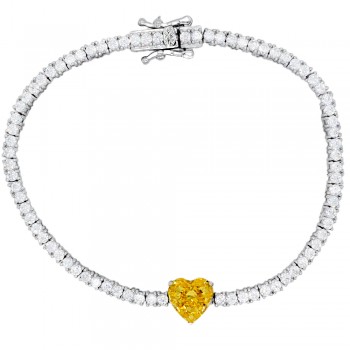 Ασημένιο βραχιόλι ριβιέρα 925 με καρδιά