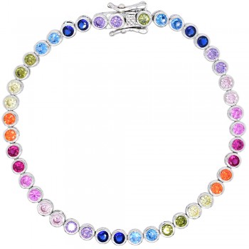 Ασημένιο βραχιόλι ριβιέρα rainbow 925