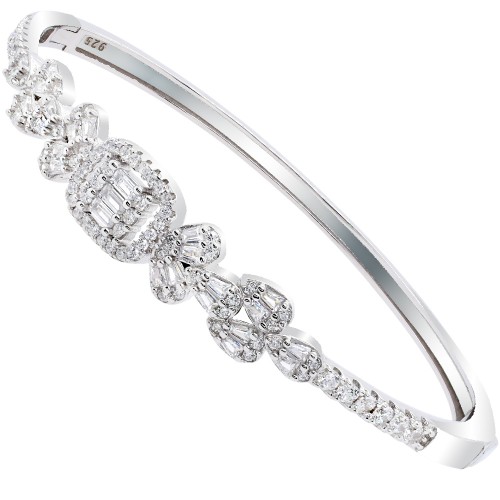 Ασημένιο βραχιόλι χειροπέδα 925 με ζιργκόν