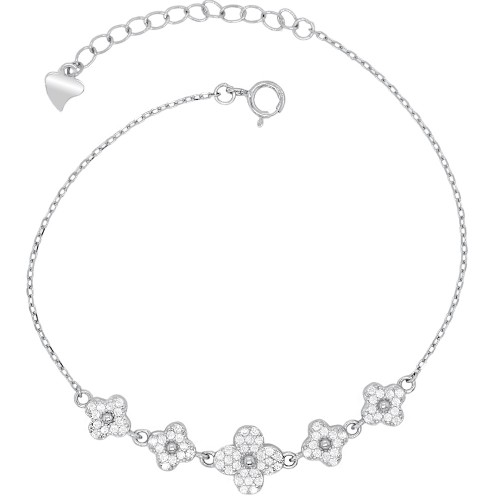 Ασημένιο βραχιόλι 925 με λουλουδάκια