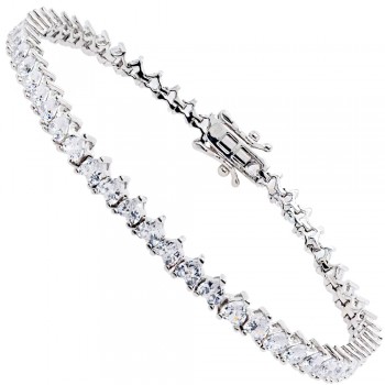 Ασημένιο βραχιόλι ριβιέρα 925 με καρδιές