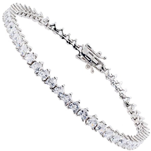 Ασημένιο βραχιόλι ριβιέρα 925 με καρδιές