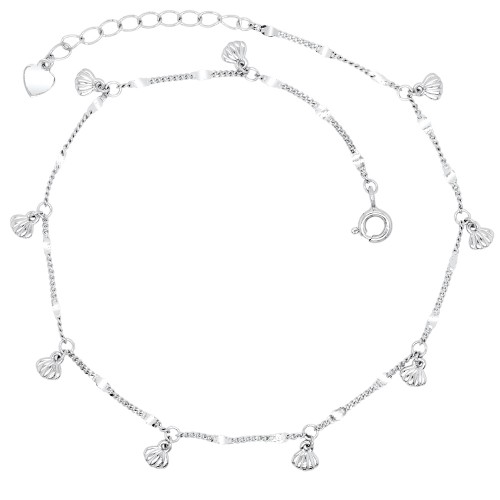 Ασημένιο βραχιόλι ποδιού 925 με κοχύλια