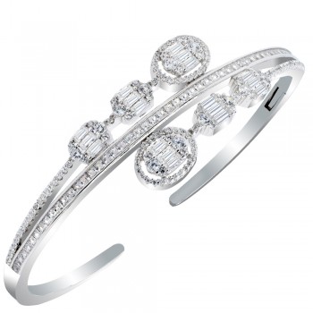 Ασημένιο βραχιόλι χειροπέδα 925 με ζιργκόν