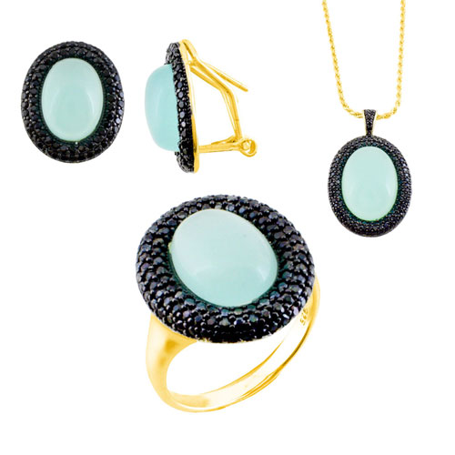 Ασημένιο επιχρυσωμένο σετ 925