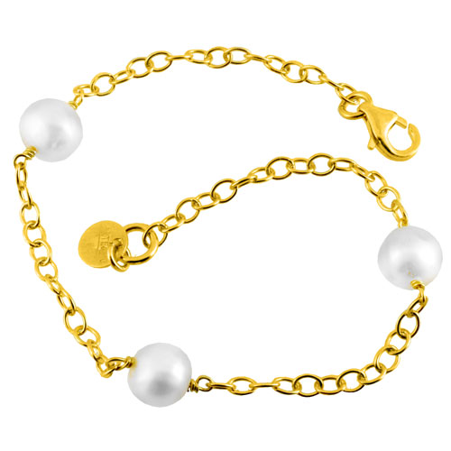 Ασημένιο επιχρυσωμένο βραχιόλι 925 με μαργαριτάρια