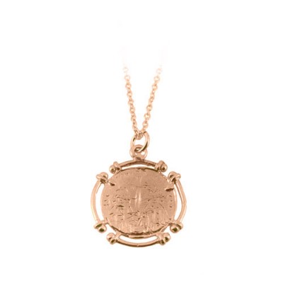 Ασημένιο κωνσταντινάτο φυλαχτό 925 σε ροζ χρώμα με αλυσίδα