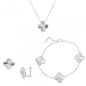 Ασημένιο σετ κοσμημάτων 925 με κολιέ, σκουλαρίκια, βραχιόλι