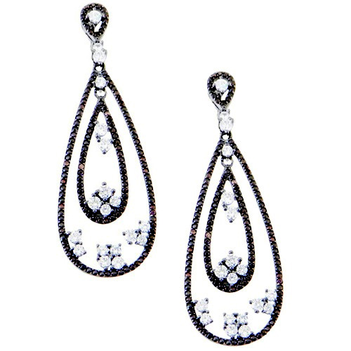 Ασημένια σκουλαρίκια 925 με μαύρο επιπλατίνωμα