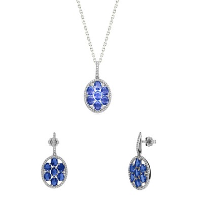 Ασημένιο σετ κοσμημάτων 925 με κολιέ και σκουλαρίκια