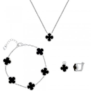 Ασημένιο σετ κοσμημάτων 925 με κολιέ, σκουλαρίκια, βραχιόλι