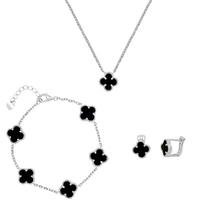 Ασημένιο σετ κοσμημάτων 925 με κολιέ, σκουλαρίκια, βραχιόλι
