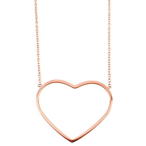 Ατσάλινο κολιέ καρδιά σε ροζ χρώμα