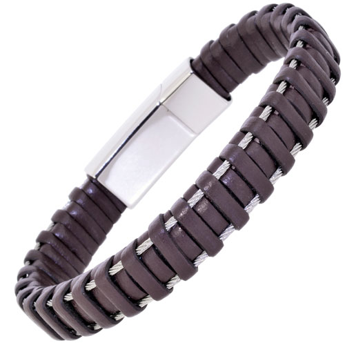 Ατσάλινο ανδρικό βραχιόλι με δέρμα