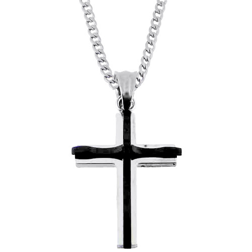 Ατσάλινος ανδρικός σταυρός με αλυσίδα