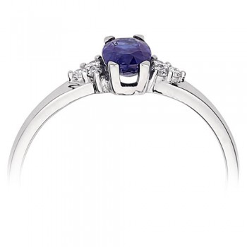 Λευκόχρυσο δαχτυλίδι Κ18 με διαμάντια και ζαφείρια