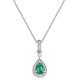 Λευκόχρυσο κολιέ Κ18 με ορυκτό σμαράγδι και brilliant