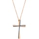 Ροζ χρυσός σταυρός Κ18 με διαμάντια