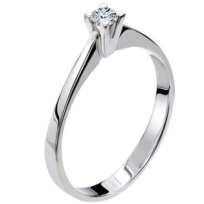 Λευκόχρυσο μονόπετρο δαχτυλίδι Κ18 με διαμάντι