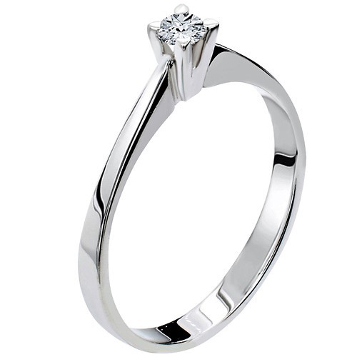 Λευκόχρυσο μονόπετρο δαχτυλίδι Κ18 με διαμάντι