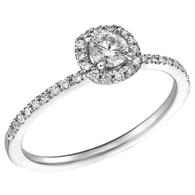 Λευκόχρυσο μονόπετρο δαχτυλίδι Κ18 με διαμάντια