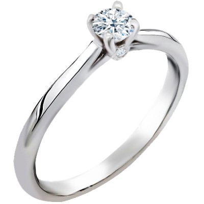 Μονόπετρο λευκόχρυσο δαχτυλίδι Κ18 με διαμάντια