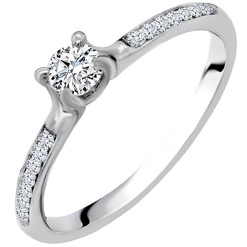 Λευκόχρυσο μονόπετρο δαχτυλίδι Κ18 με διαμάντια