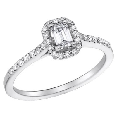 Λευκόχρυσο δαχτυλίδι μονόπετρο Κ18 με διαμάντια