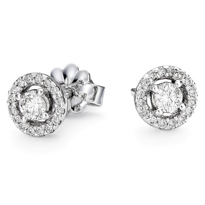 Λευκόχρυσα σκουλαρίκια Κ18 με διαμάντια