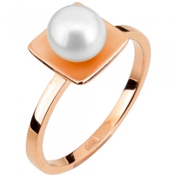 Ροζ χρυσό δαχτυλίδι Κ14 με μαργαριτάρι