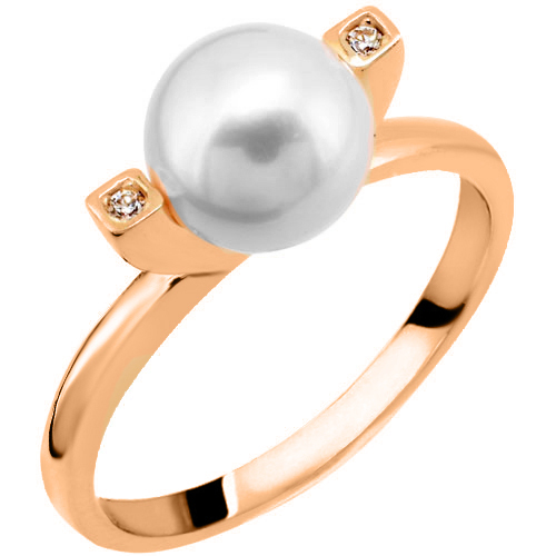 Ροζ χρυσό δαχτυλίδι Κ14 με μαργαριτάρι