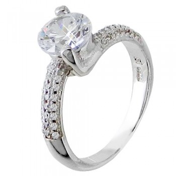 Ασημένιο μονόπετρο δαχτυλίδι 925 με ζιργκόν