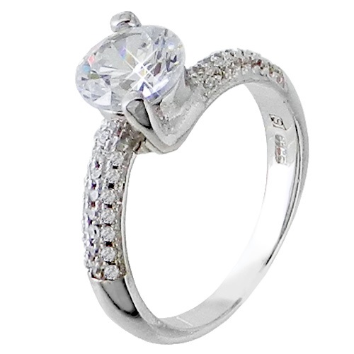 Ασημένιο μονόπετρο δαχτυλίδι 925 με ζιργκόν