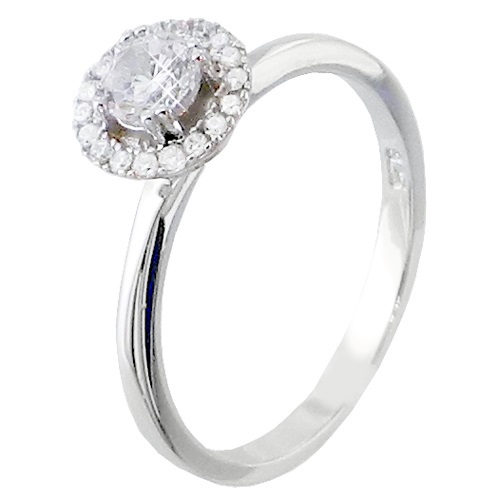 Ασημένιο μονόπετρο δαχτυλίδι 925 με ζιργκόν