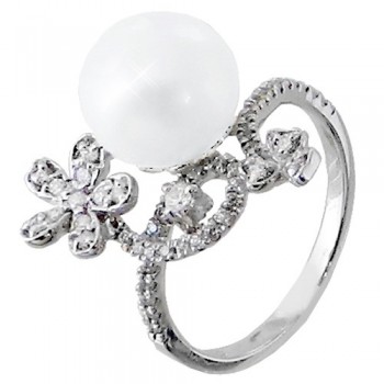 Ασημένιο δαχτυλίδι 925 με πέρλα και ζιργκόν