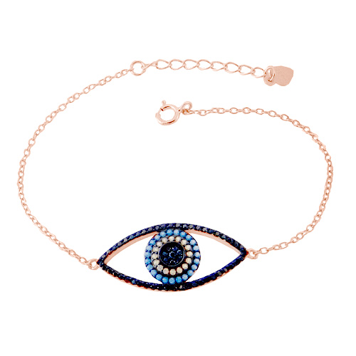 Ασημένιο βραχιόλι 925 σε ροζ χρώμα με ζιργκόν