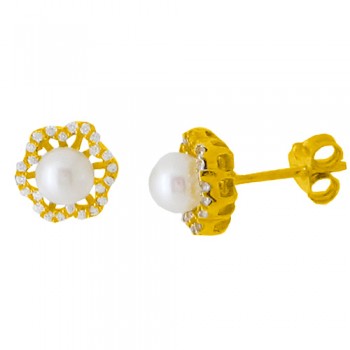 Χρυσά σκουλαρίκια Κ14 με μαργαριτάρια