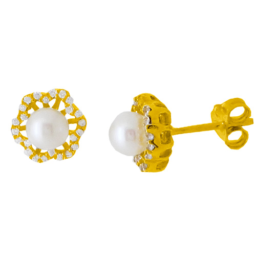 Χρυσά σκουλαρίκια Κ14 με μαργαριτάρια