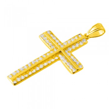 Χρυσός βαπτιστικός σταυρός Κ14 με ζιργκόν