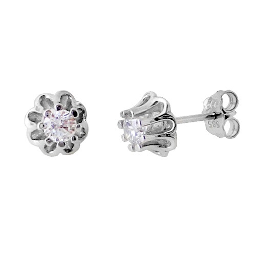 Λευκόχρυσα σκουλαρίκια Κ14 με ζιργκόν