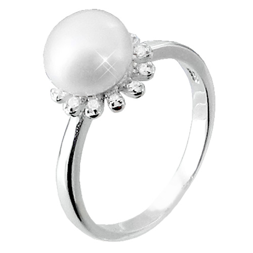 Ασημένιο δαχτυλίδι 925 με πέρλα και ζιργκόν
